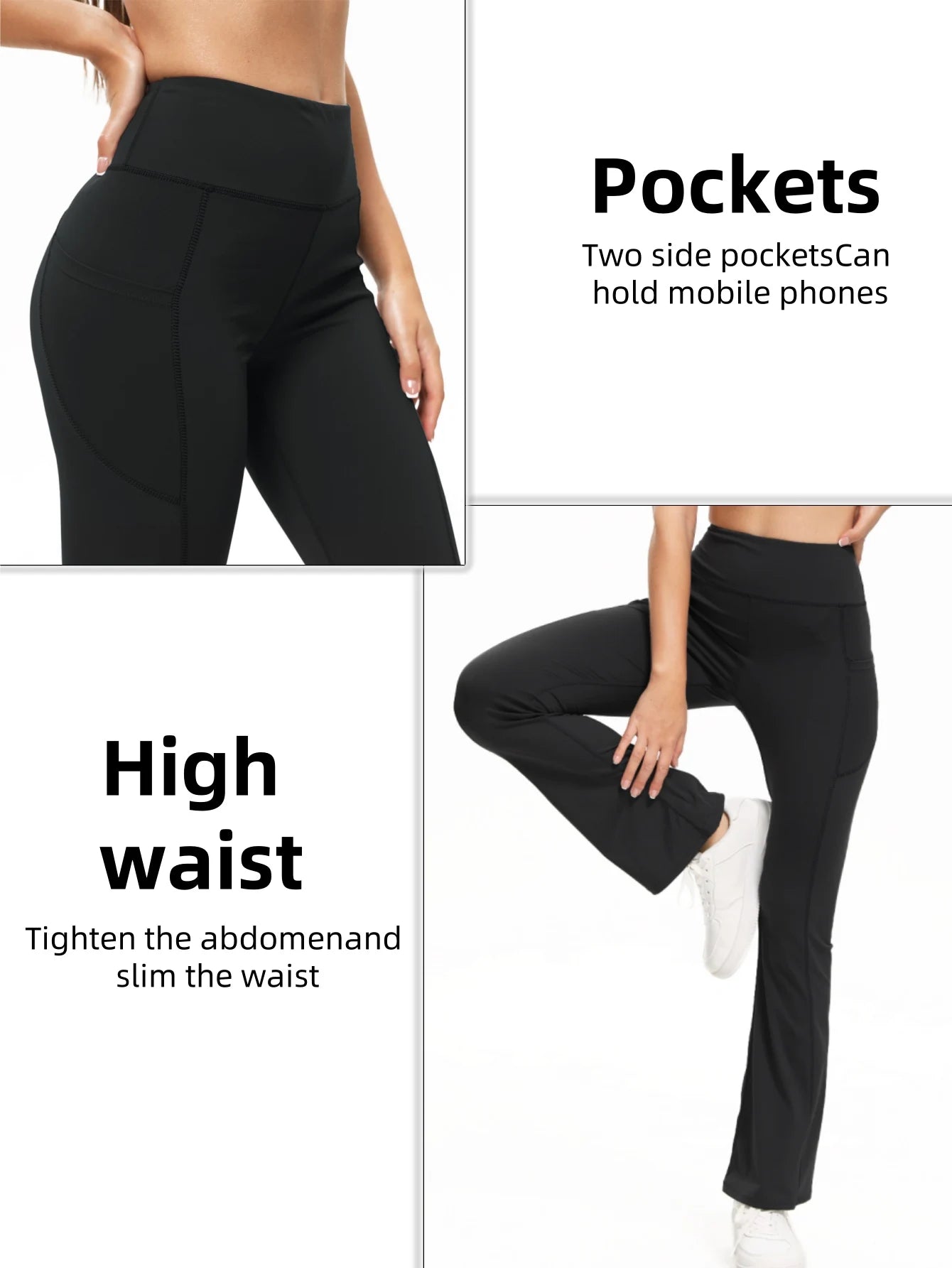 High Waist Flare Leggings with Pockets – Perfect for Yoga, Fitness, and Casual Wear