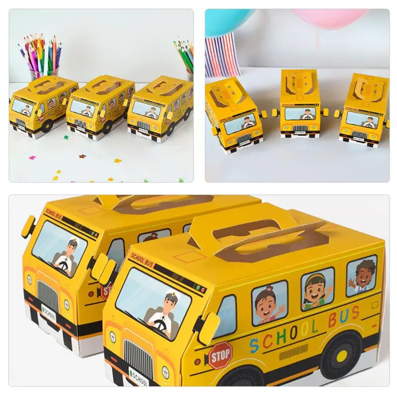 🚌✨ 12pcs Back-to-School Bus-Shaped Candy Boxes – Perfect Party Favors & Treat Boxes! 🎉🍬