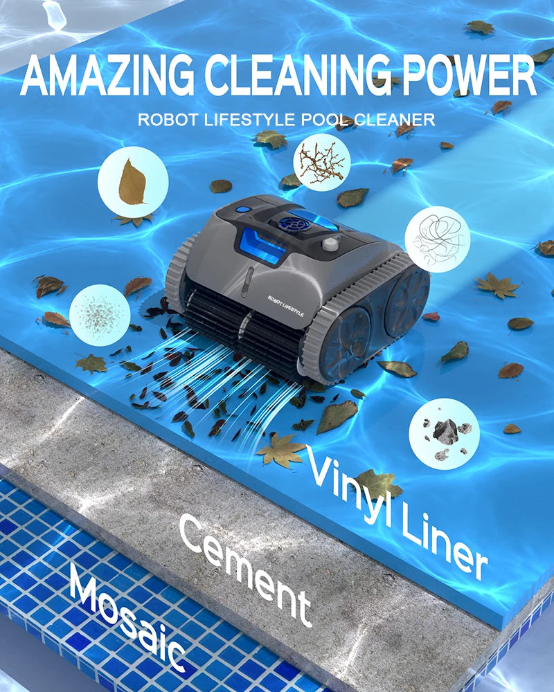 Electric Vacuum Cleaner for Swimming Pool 3312max 15000mAh Lithium-ion Battery Cleaning Area 120m² Smartphone app Route Planning