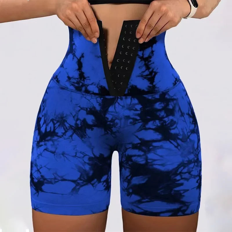 Women’s Tie Dye High Waist Leggings – Seamless Slim Shorts with Booty Lifting for Gym, Yoga & Cycling 🚴‍♀️