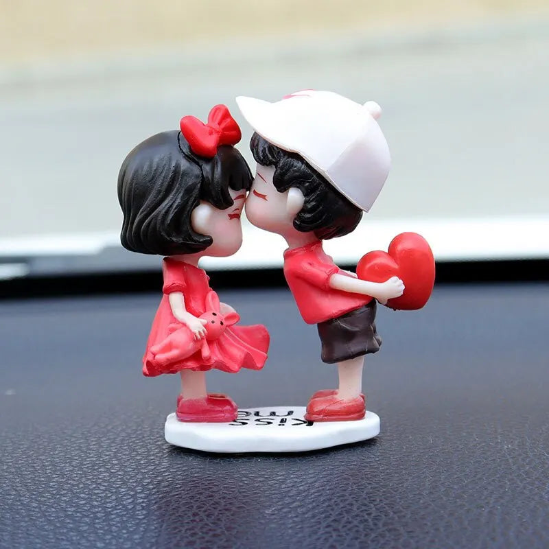 Couple Cute Ornaments for Car | Cartoon Dashboard Decorations | Lovely Kiss Couple Figurines