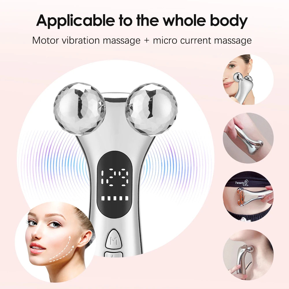 EMS Microcurrent Pulse Neck Face 4D Roller Massager 🌟