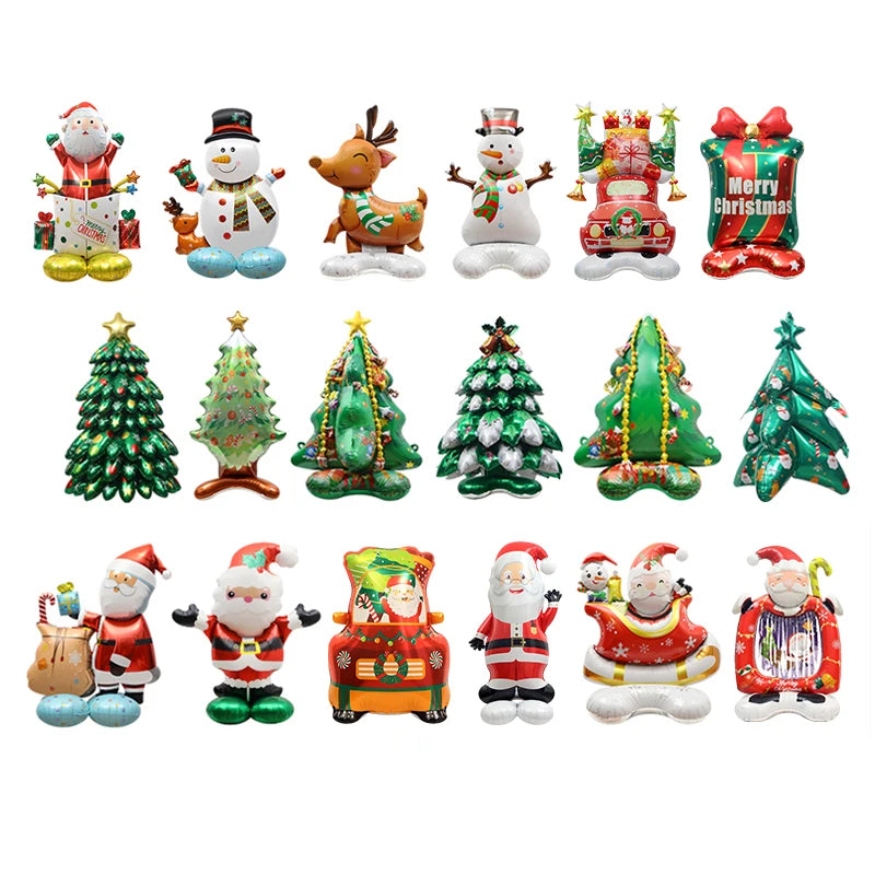 🎈 4D Christmas Party Balloon 🎅 | Standing Santa, Reindeer, & Tree Shaped Aluminum Foil Decor 🌟