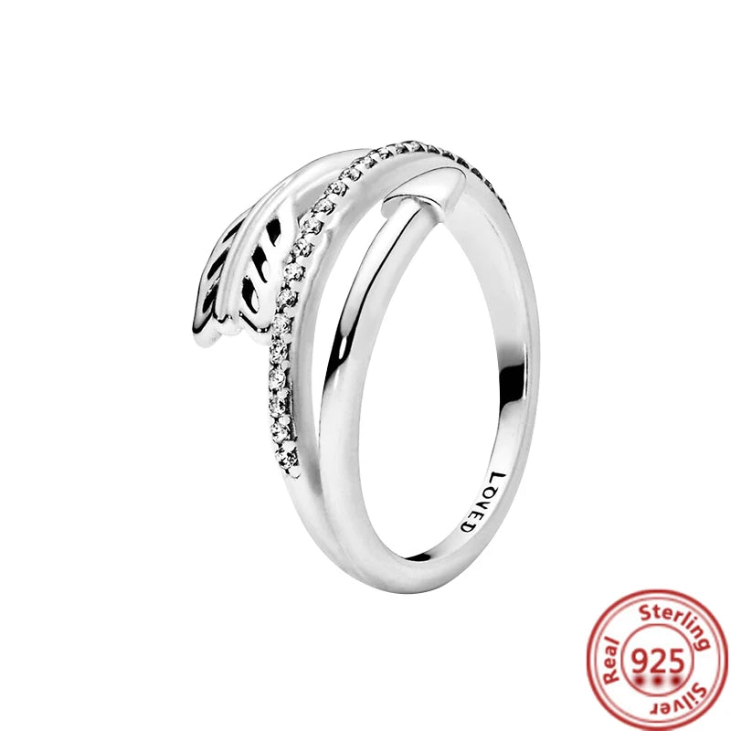 Elegant 925 Sterling Silver Crown Heart Wing Ring – A Timeless Anniversary Gift