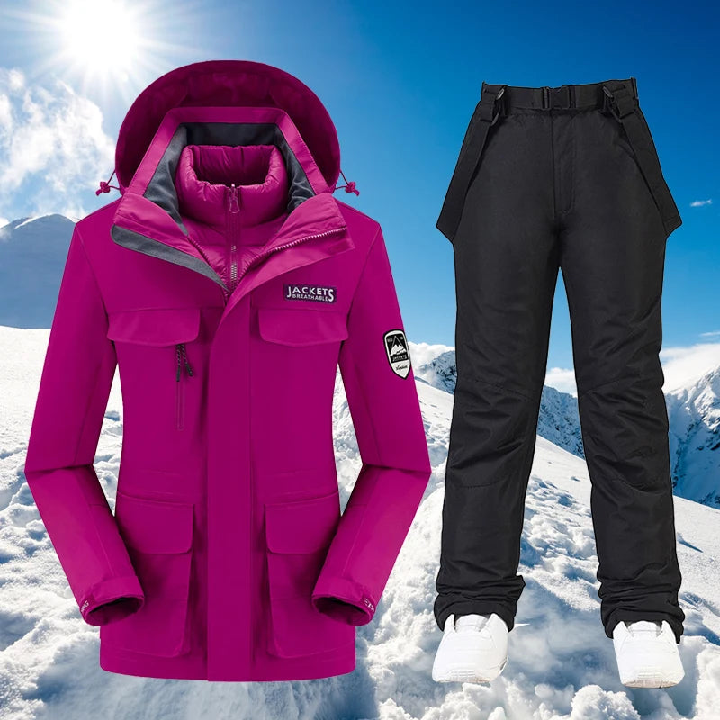 New Women’s Ski Suit ⛷️ Waterproof Windproof Snowboard Set – Warm Down Jacket & Snow Pants