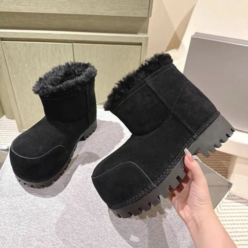 Women's Snow Boots - Flat Shoes Suede Warm Winter Boots