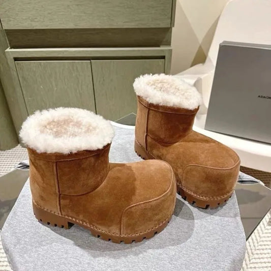 Women's Snow Boots - Flat Shoes Suede Warm Winter Boots