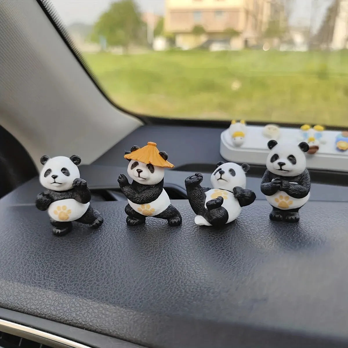 4pcs Panda Design Car Ornaments – Cute Interior Decor for Cars, Desks, and More