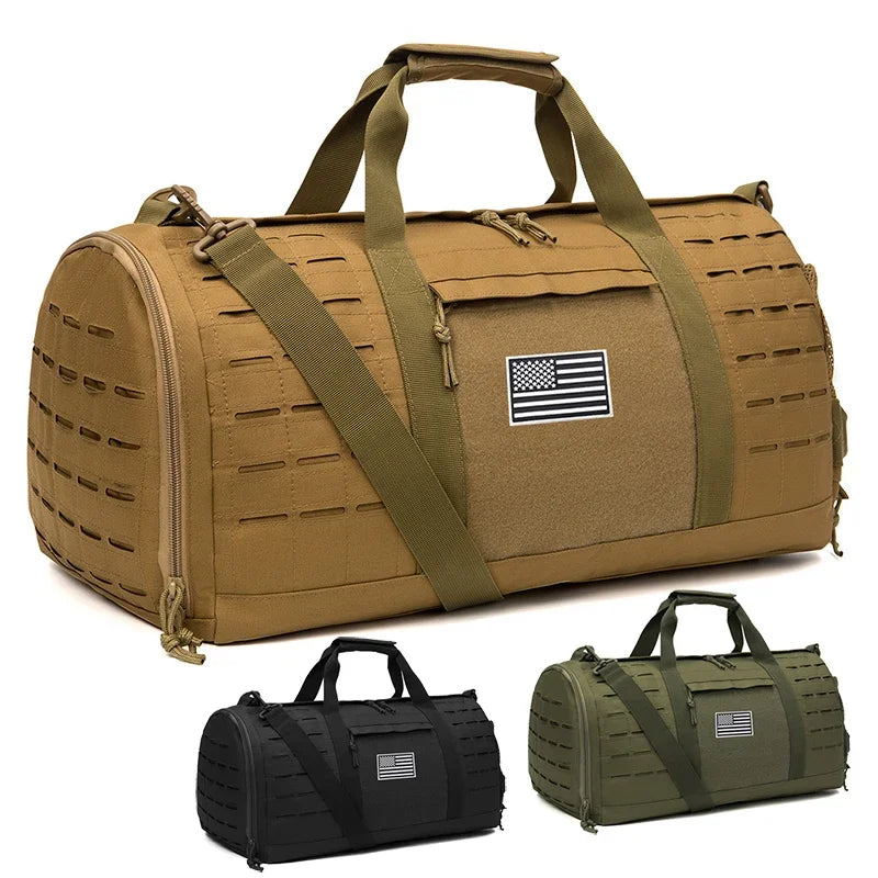 40L Tactical Sports Gym & Travel Duffle Bag for Men | Military-Style Weekender Bag with Shoe Compartment