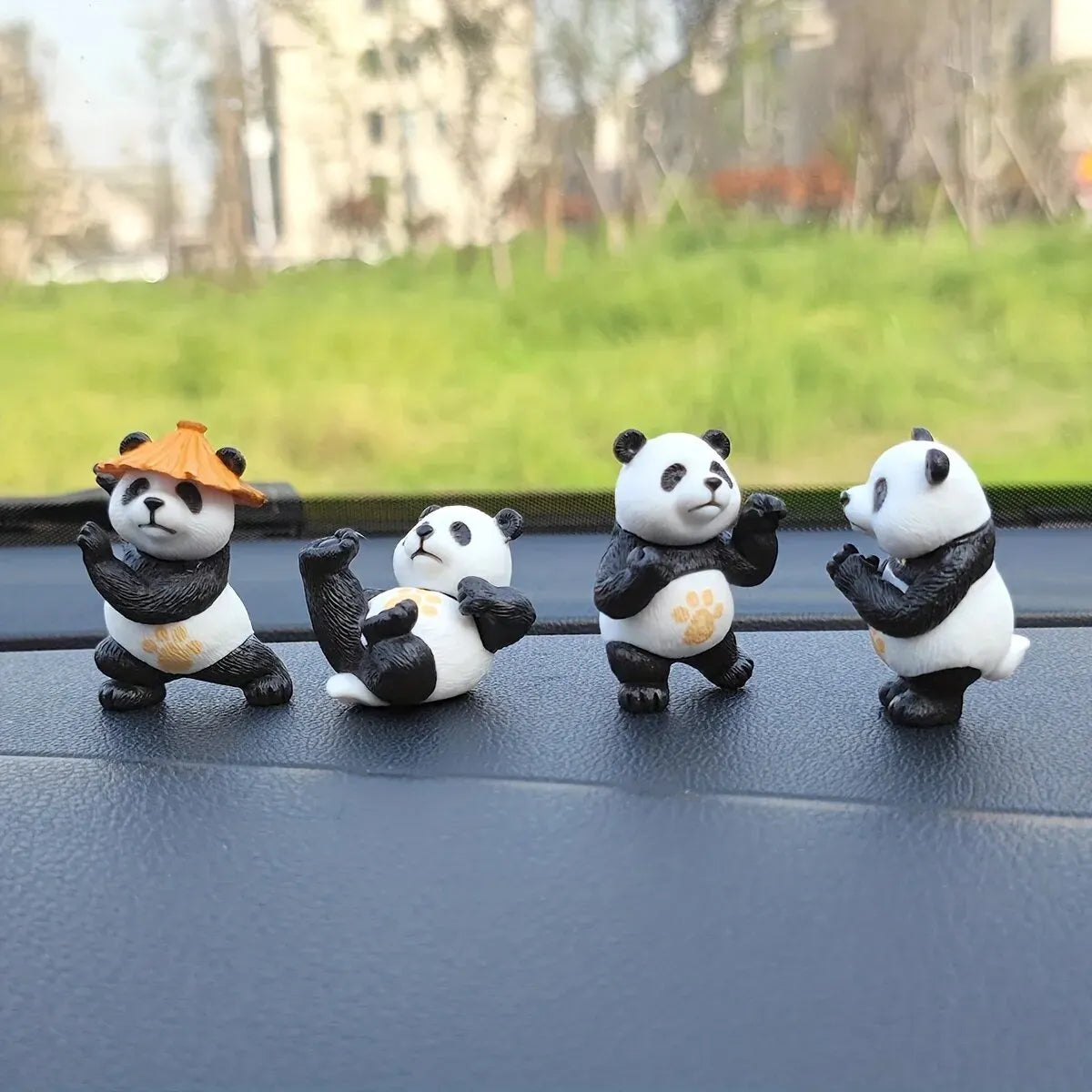 4pcs Panda Design Car Ornaments – Cute Interior Decor for Cars, Desks, and More