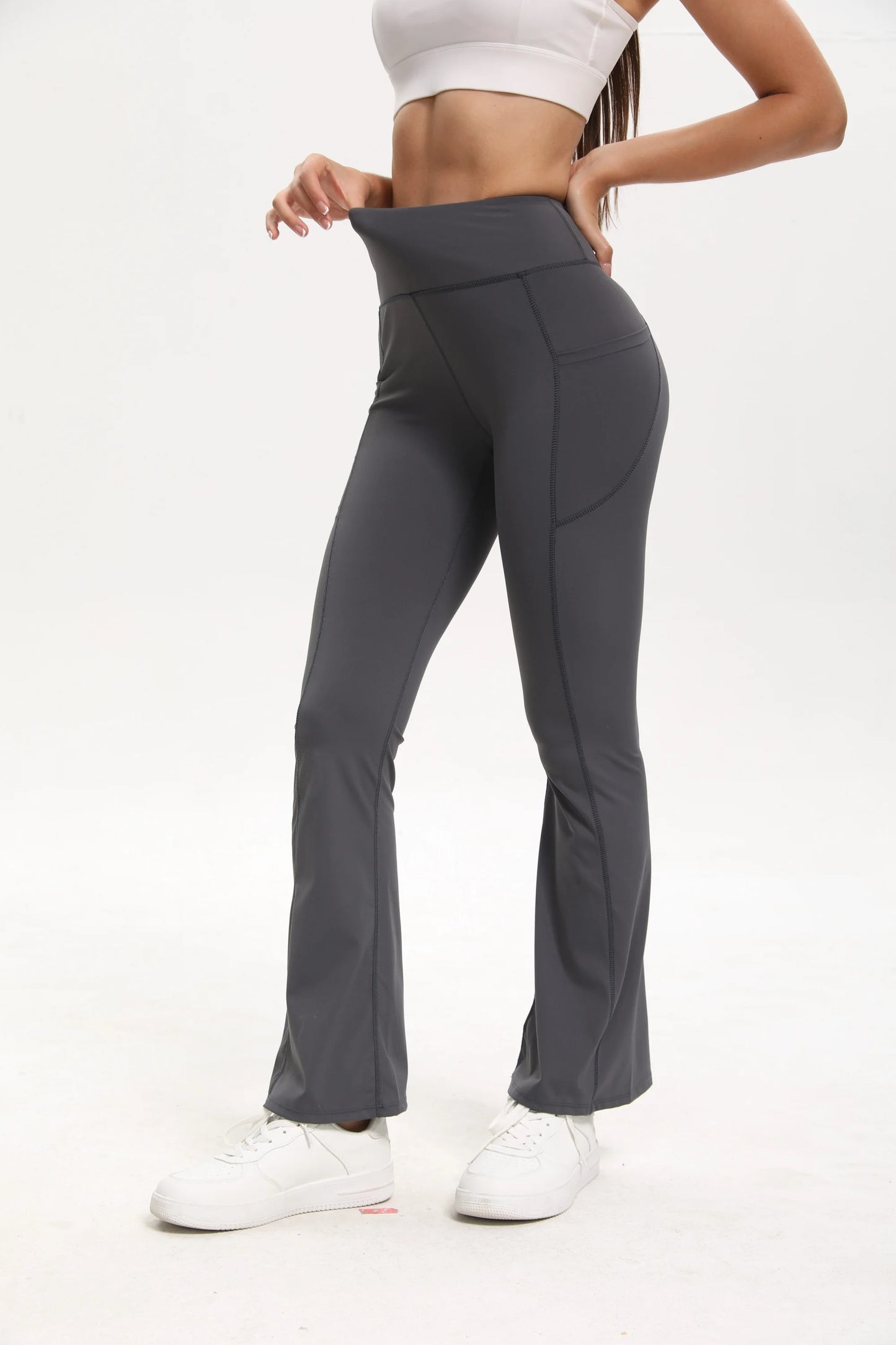 High Waist Flare Leggings with Pockets – Perfect for Yoga, Fitness, and Casual Wear