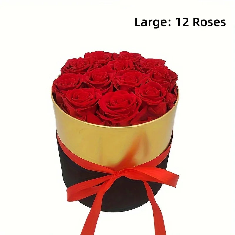 1/7/12PCS Preserved Eternal Roses | Real Forever Roses in Round Box | Valentine’s & Mother’s Day Gift