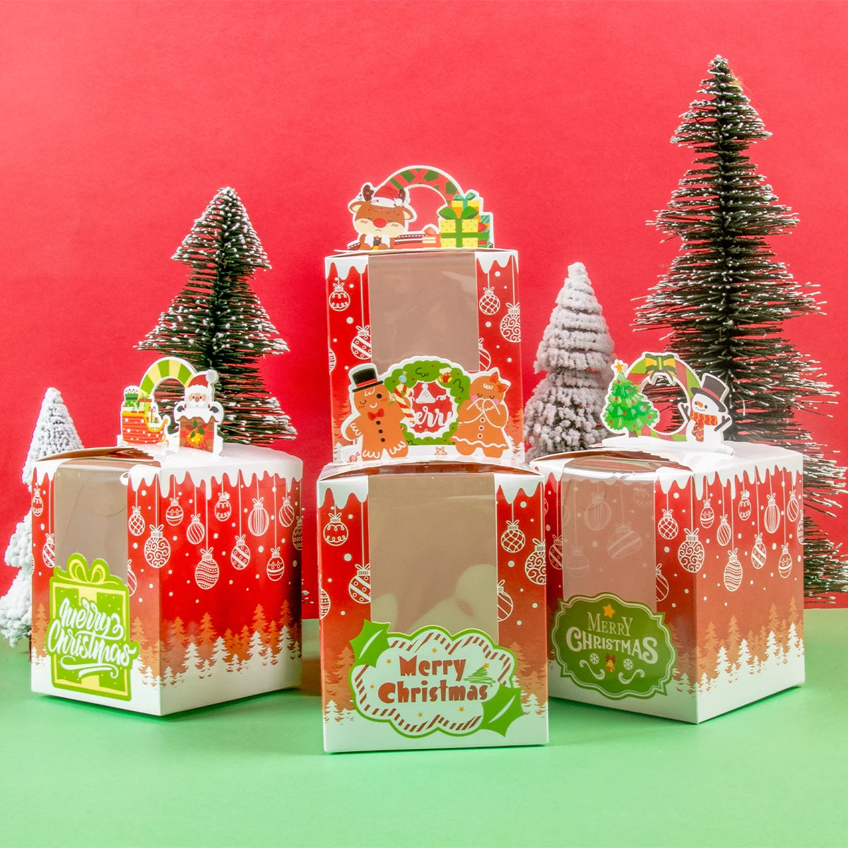 Various Size Christmas Gift Boxes | Kraft Paper & Plastic Candy Snack Boxes for Xmas & New Year Parties