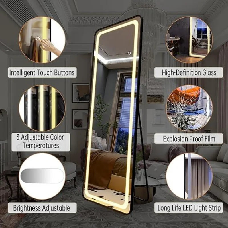 LED Full Length Mirror - 64" x 21"