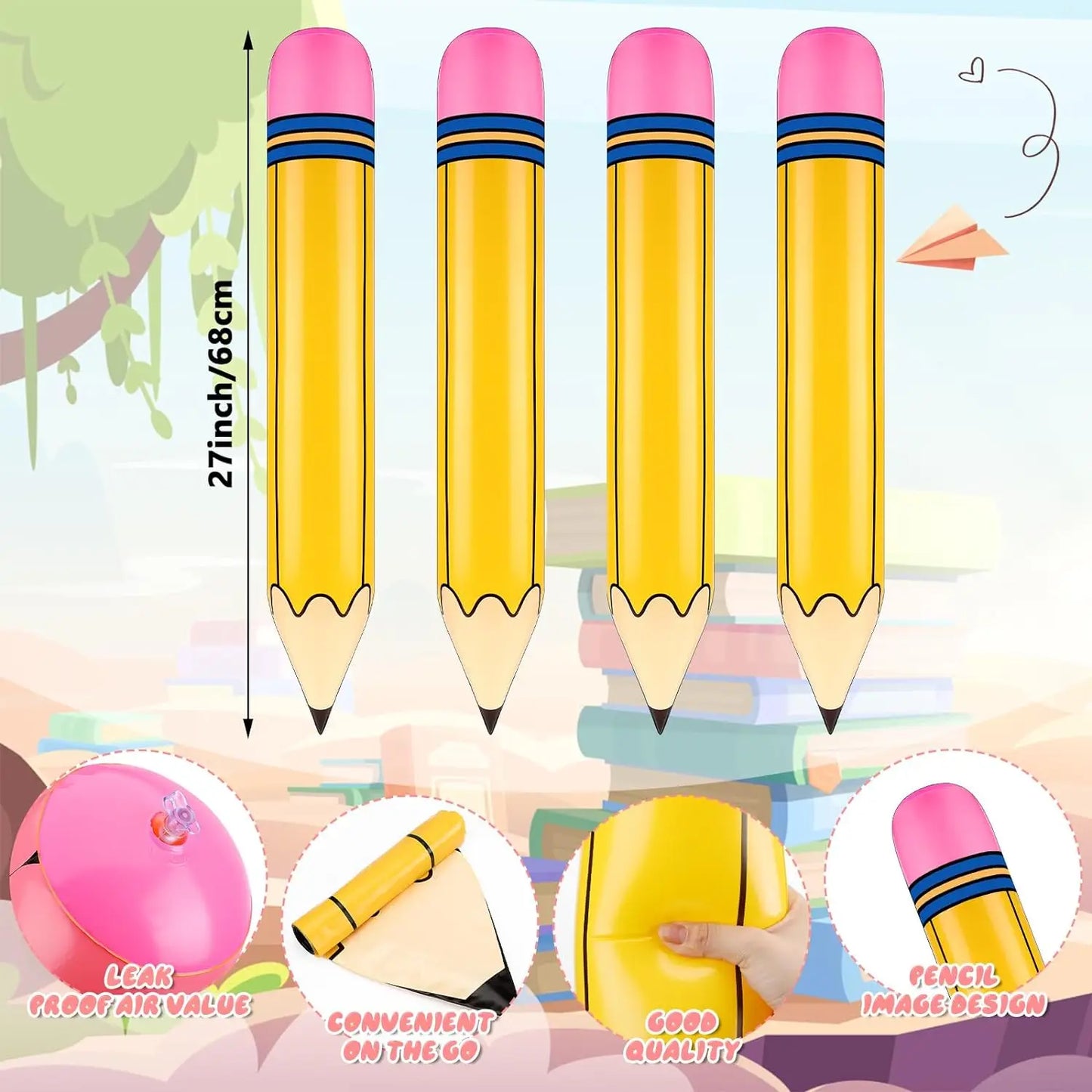 ✏️🎈 3 Pcs Giant 27-Inch Inflatable Pencils – Perfect Back-to-School & Party Decorations! 🎓🎉