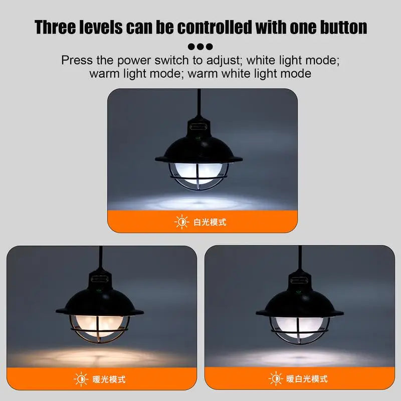 🔦 Portable Camping Light | USB Rechargeable Lantern with Adjustable Brightness & Color Modes