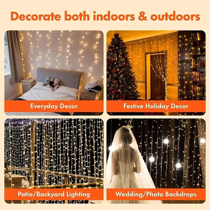 🌟 Transform your space into a magical wonderland with these 3M LED Curtain String Lights! ✨