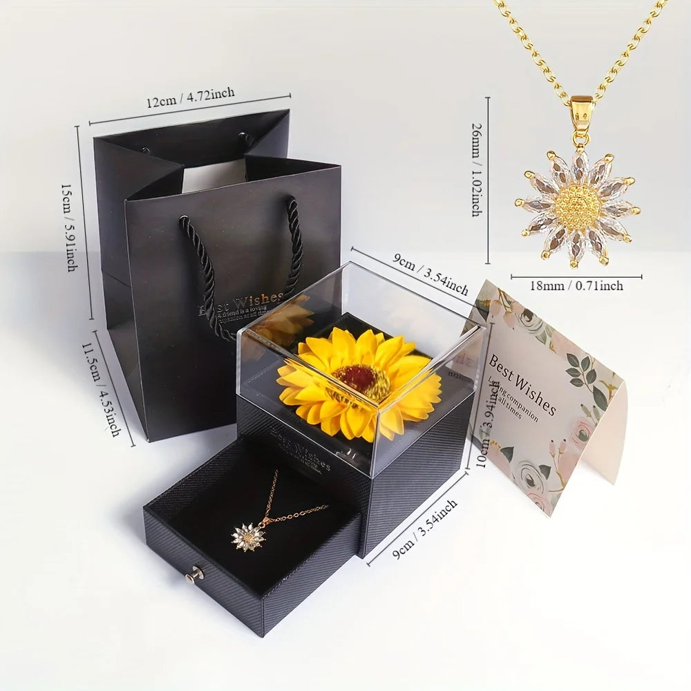 🌻 Elegant Sunflower Necklace Gift Set – A Symbol of Love & Loyalty 🌻