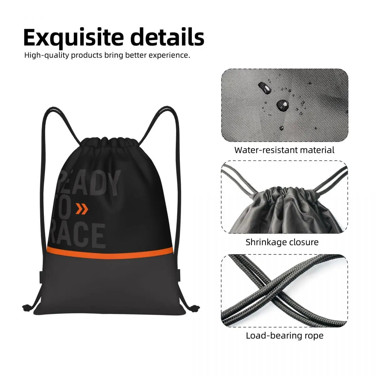 Custom Ready To Race Motocross Bike Drawstring Backpack Women Men Gym Sport Sackpack Portable Endurance Racing Training Bag Sack