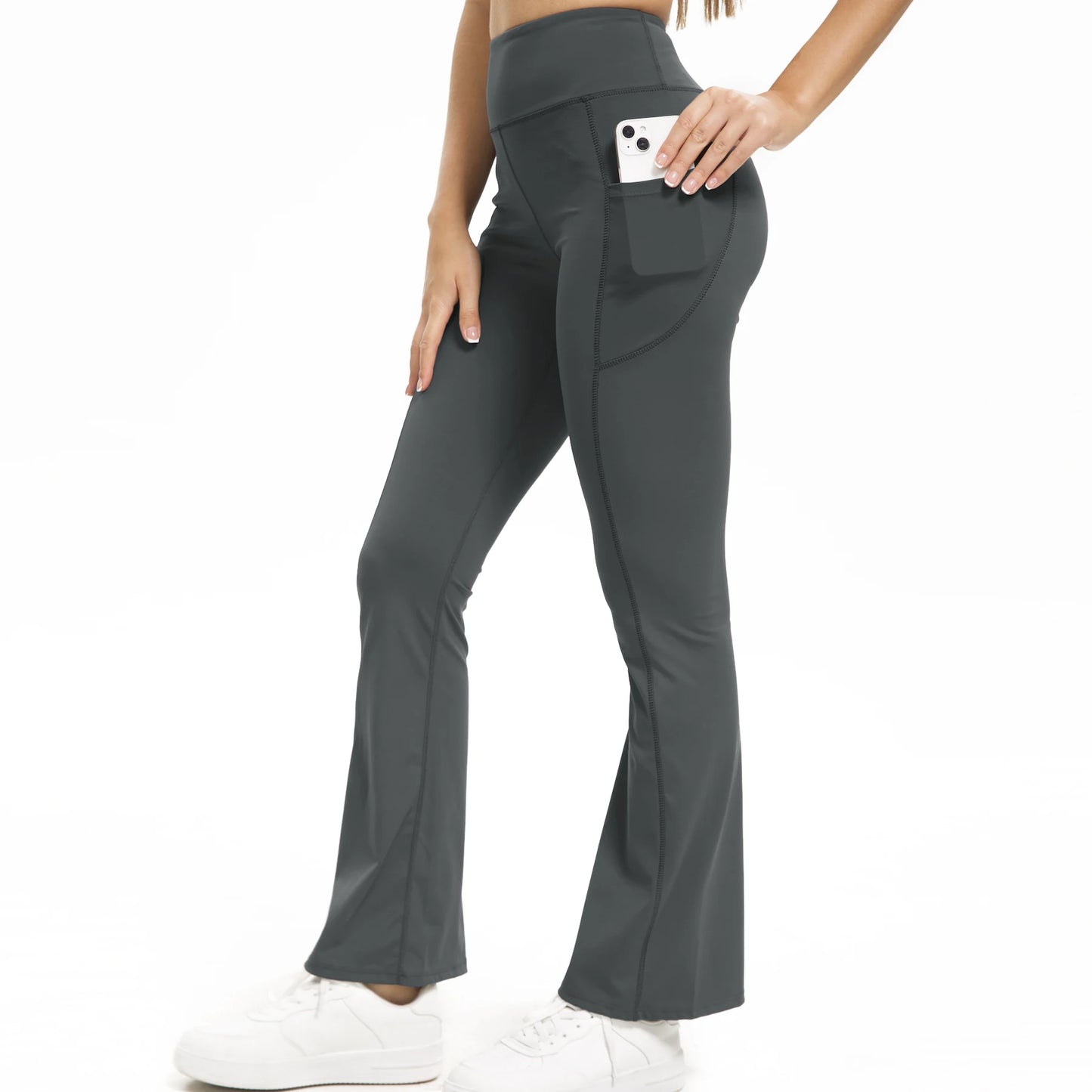 High Waist Flare Leggings with Pockets – Perfect for Yoga, Fitness, and Casual Wear