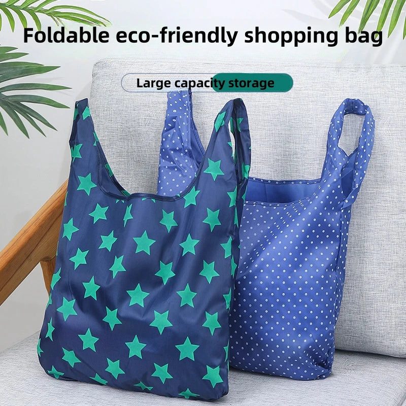 Stylish portable portable folding shopping bag Oxford cloth supermarket shopping bag Square folding tote bag