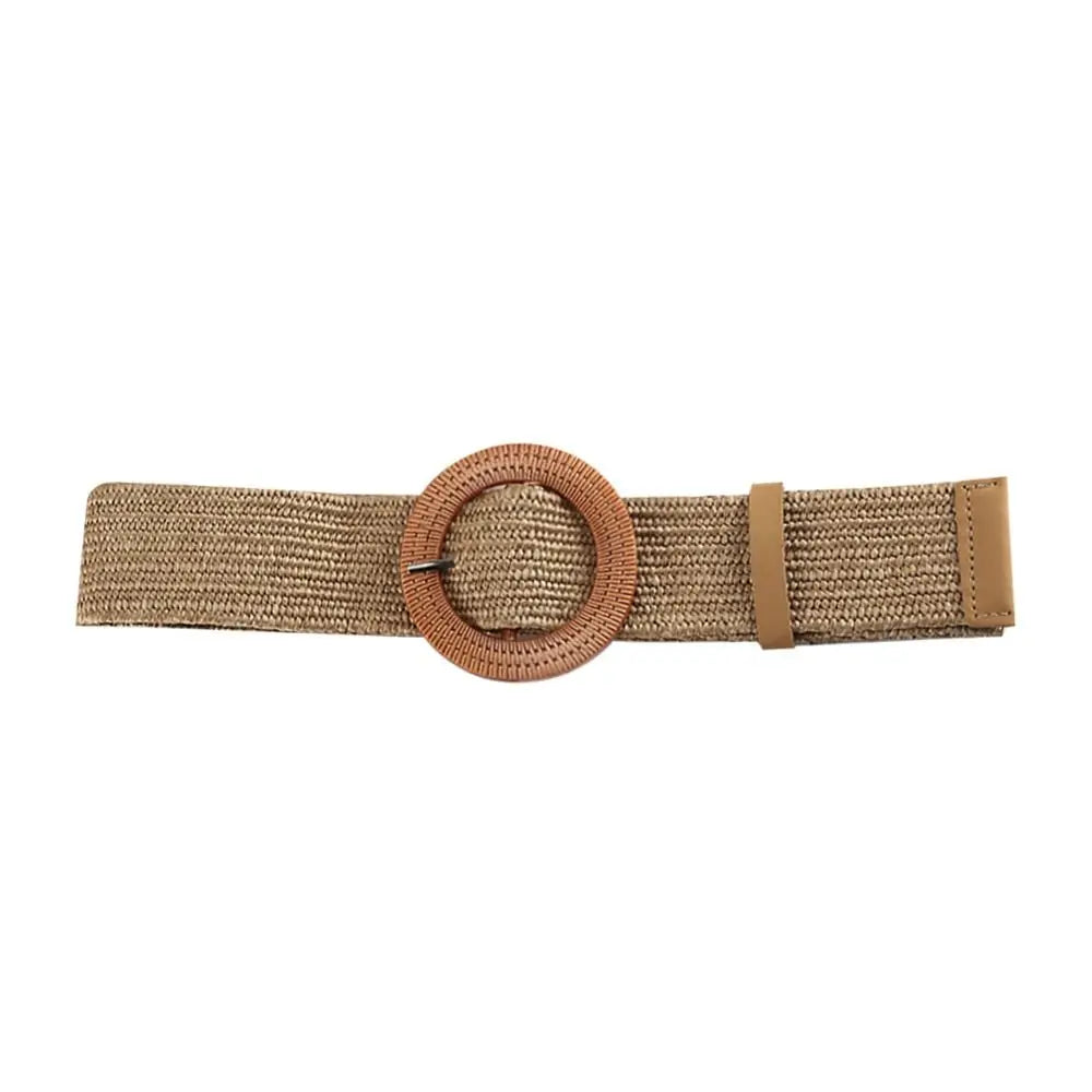 Boho Wide Elastic Waist Belt – Braided PP Straw Belt for Dresses & Casual Wear ✨