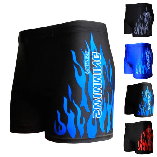 🔥 Men's Flame Print Swim Trunks | Quick-Dry Beach Shorts | Swimwear Bathing Suit for Pool & Surf 🏖️