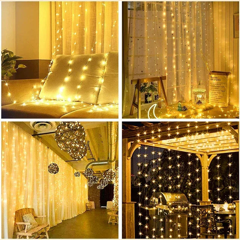 🌟 Transform your space into a magical wonderland with these 3M LED Curtain String Lights! ✨