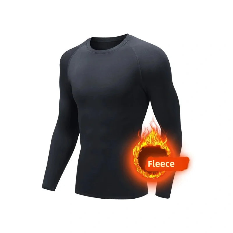 Winter Thermal Compression Long Sleeve Running T-Shirt for Men | Quick Dry Fitness Gym Sportswear Top | Stretch Compression Shirt