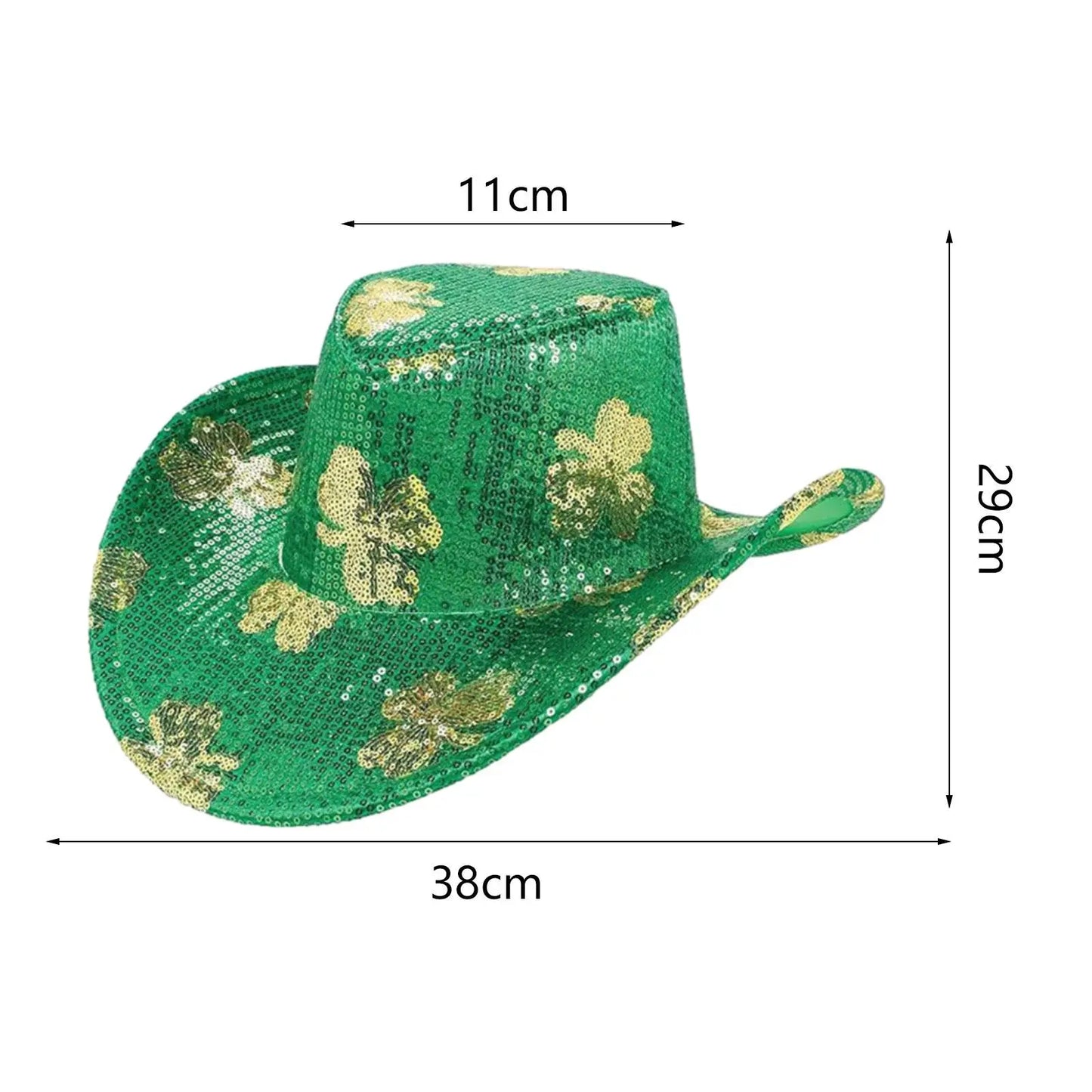 ST Patricks Day Hats Sequin Cowboy Hat Stylish Decor Western Cowgirl Hat Costume