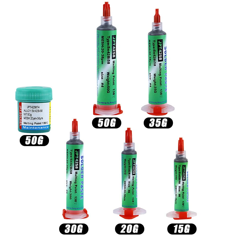 138℃ Solder Paste Syringe Flux No Clean Solder Paste Low Temperature Lead-free Needle Tube Solder Paste DIY Welding Components