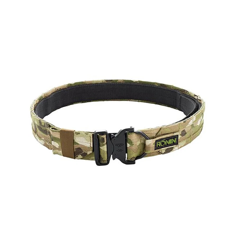 2 Inch Tactical Belt – Quick Release Metal Laser Molle Men’s Camo Belt for Airsoft & Battle Gear