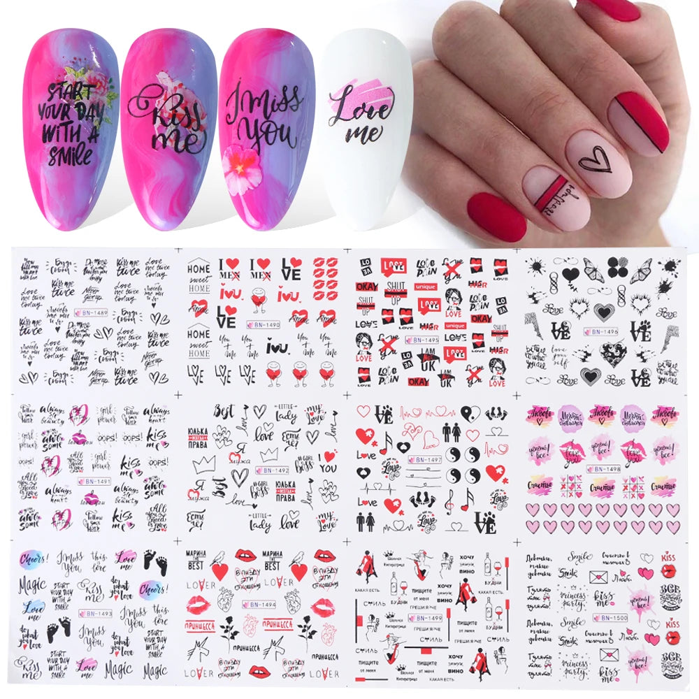 Valentine's Day Rose Nail Stickers | Full Cover French Blooming Flower Sliders | Water Decals for Manicure