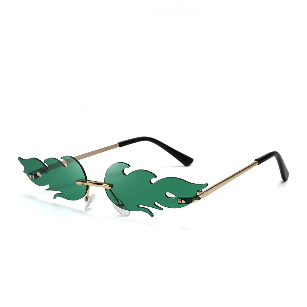 Fashion Irish Shamrock Sunglasses Green Four Leaf Clover Leprechaun Costume Glasses St. Patrick's Day Rimless Decor Sun Glasses