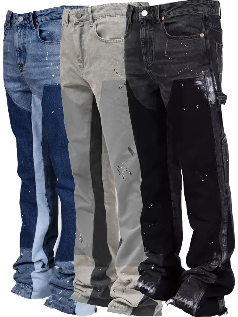 Y2K Baggy Stacked Jeans | 2024 Fashion Patch Denim for Streetwear Style 🌟