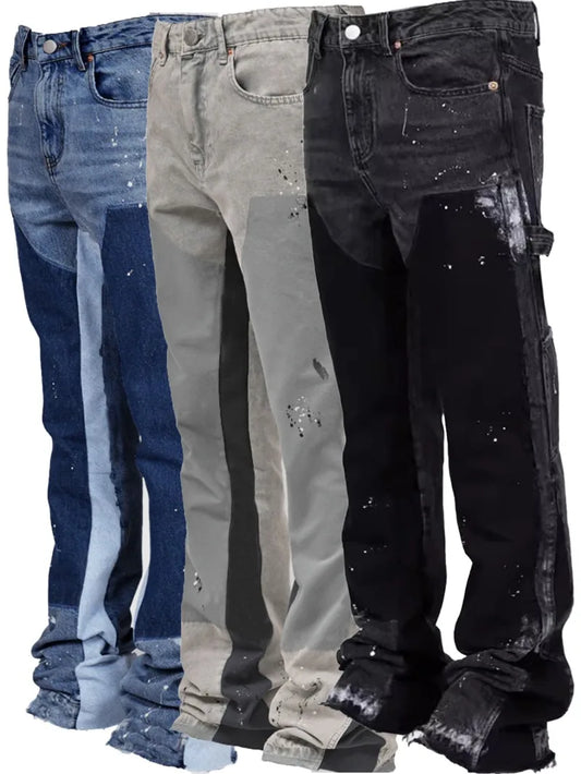 Y2K Baggy Stacked Jeans | 2024 Fashion Patch Denim for Streetwear Style 🌟