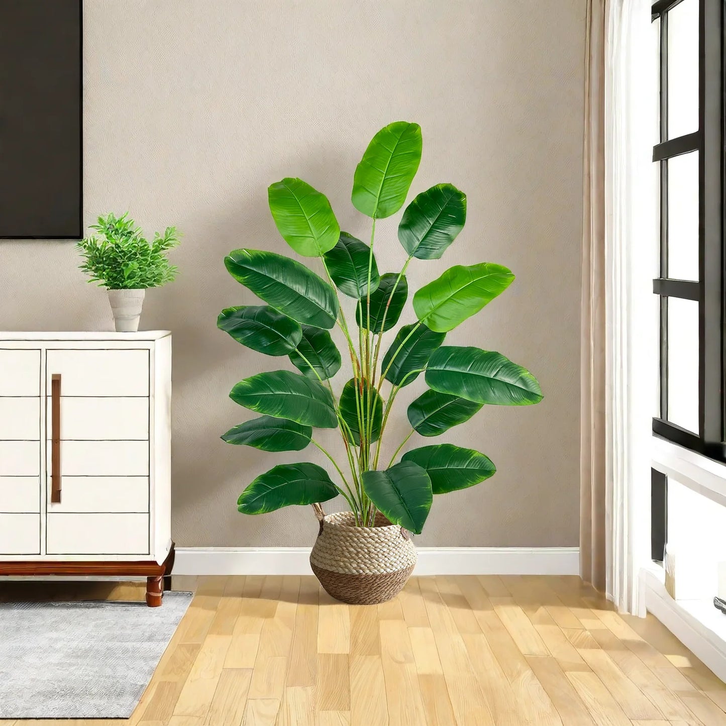 🌿 Large Artificial Banana Plant - 120cm Realistic Faux Green Leaves 🌿