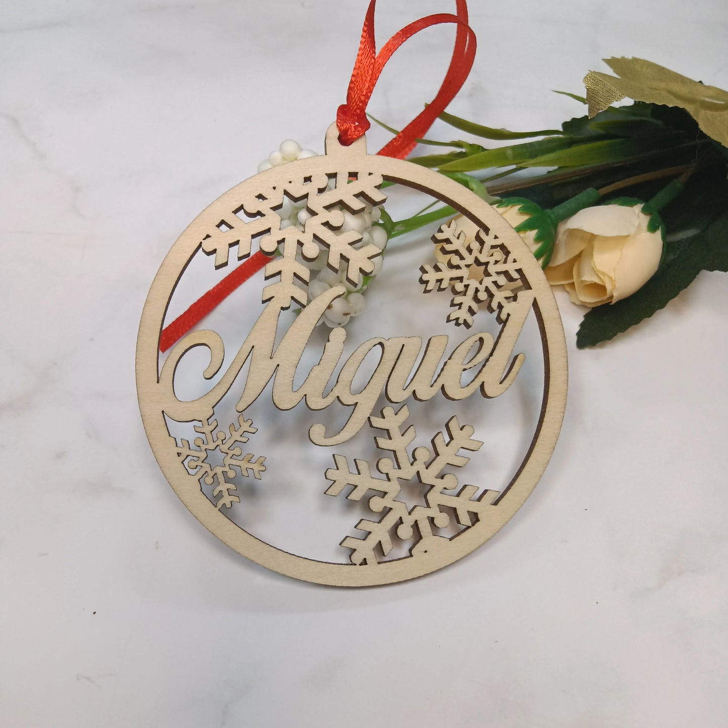 🎄 Personalized Wooden Snowflake Baubles ✨ | Custom Laser-Cut Christmas Ornaments for Unique Gifts! 🎁