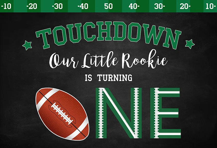 🏈 AIBIIN 1st Birthday Party Backdrop – Touchdown Rugby Theme 🎉