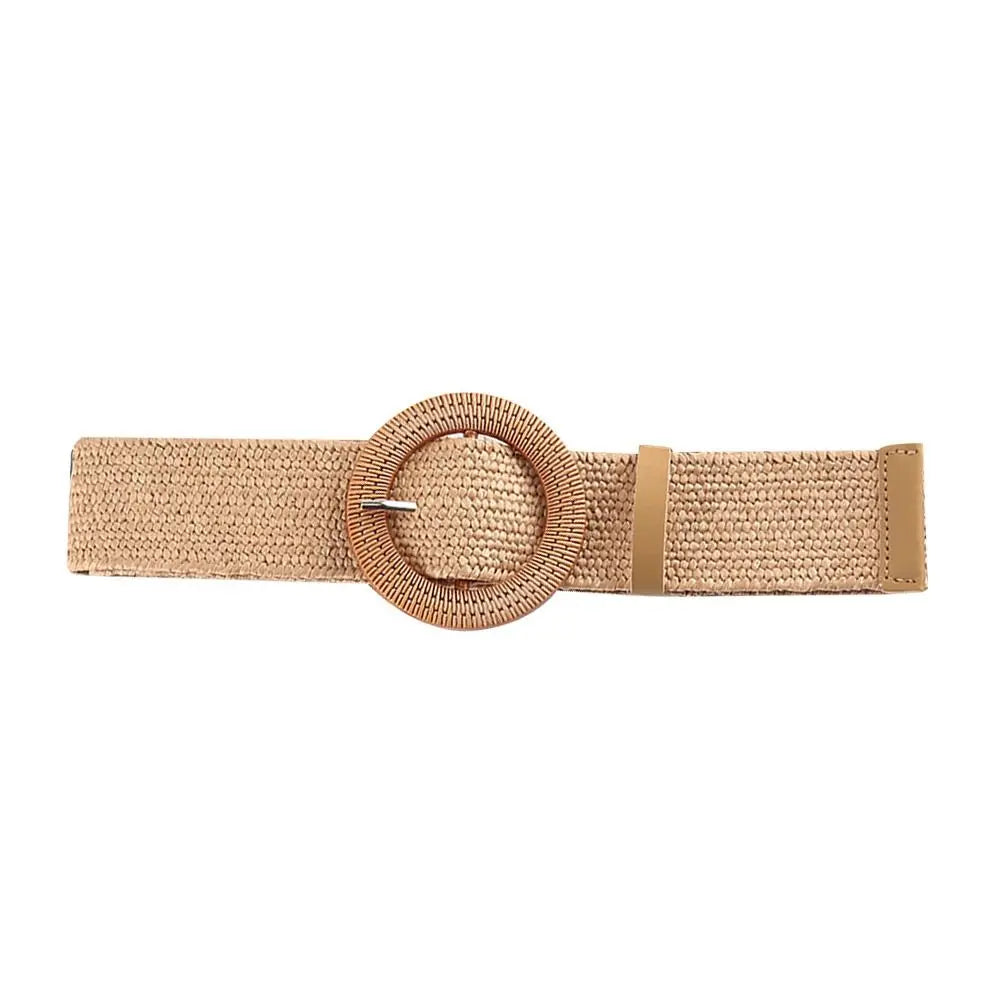 Boho Wide Elastic Waist Belt – Braided PP Straw Belt for Dresses & Casual Wear ✨