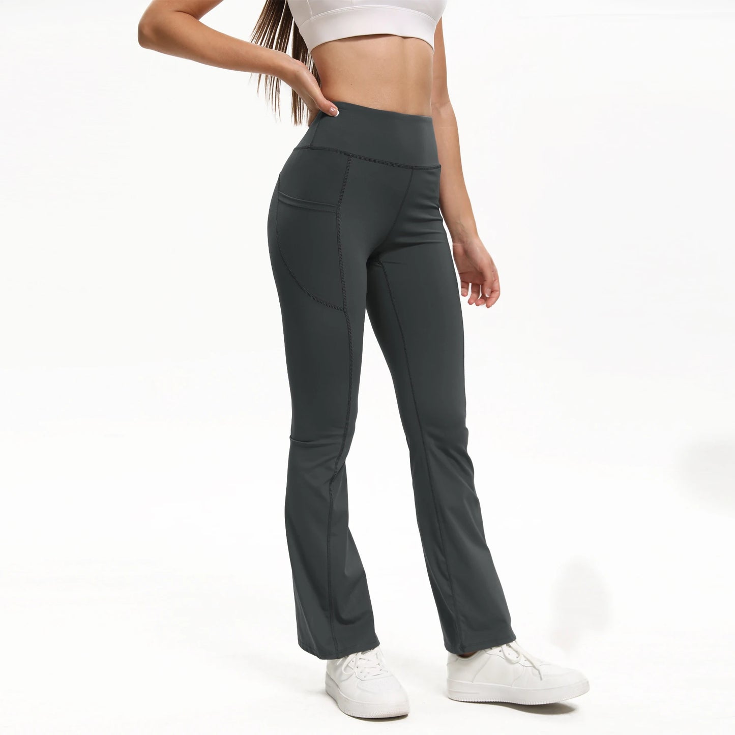 High Waist Flare Leggings with Pockets – Perfect for Yoga, Fitness, and Casual Wear