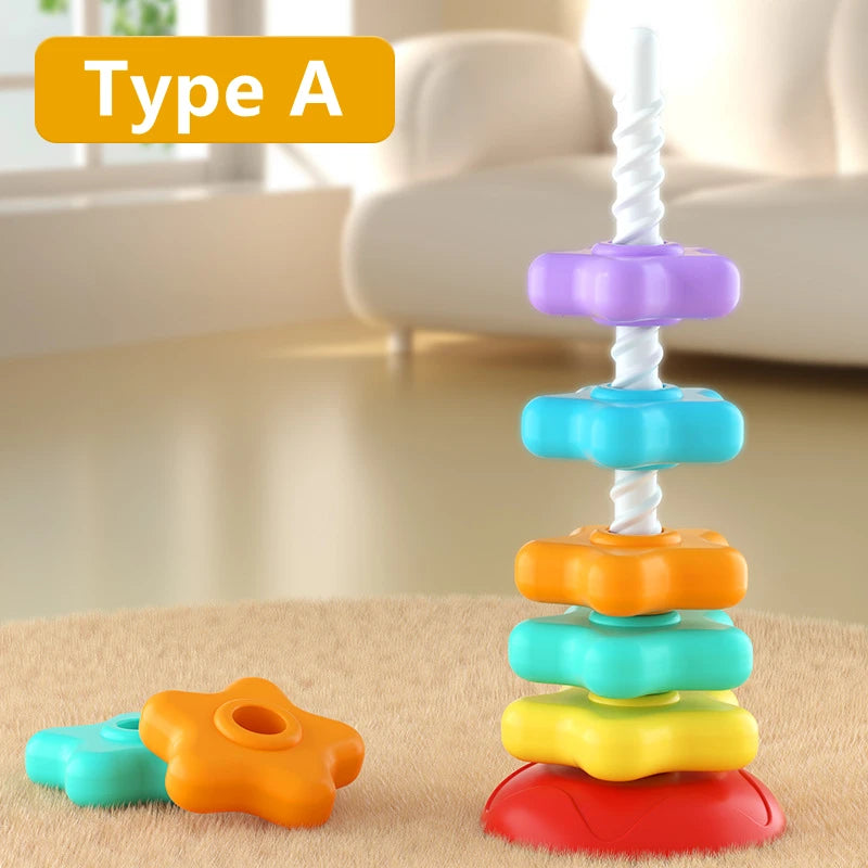 🌈 Rainbow Turret Stacking Music Color Nesting Ring – Perfect for Babies and Toddlers 1-3 Years Old!