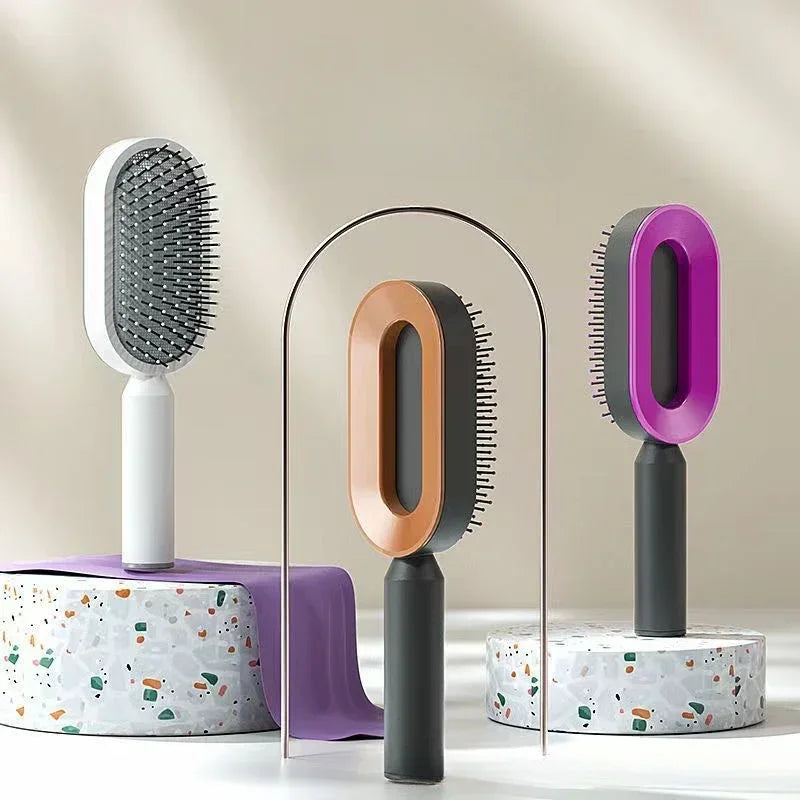 Self-Cleaning Hairbrush for Women - Scalp Massage Comb, Anti-Static, Hair Loss Prevention