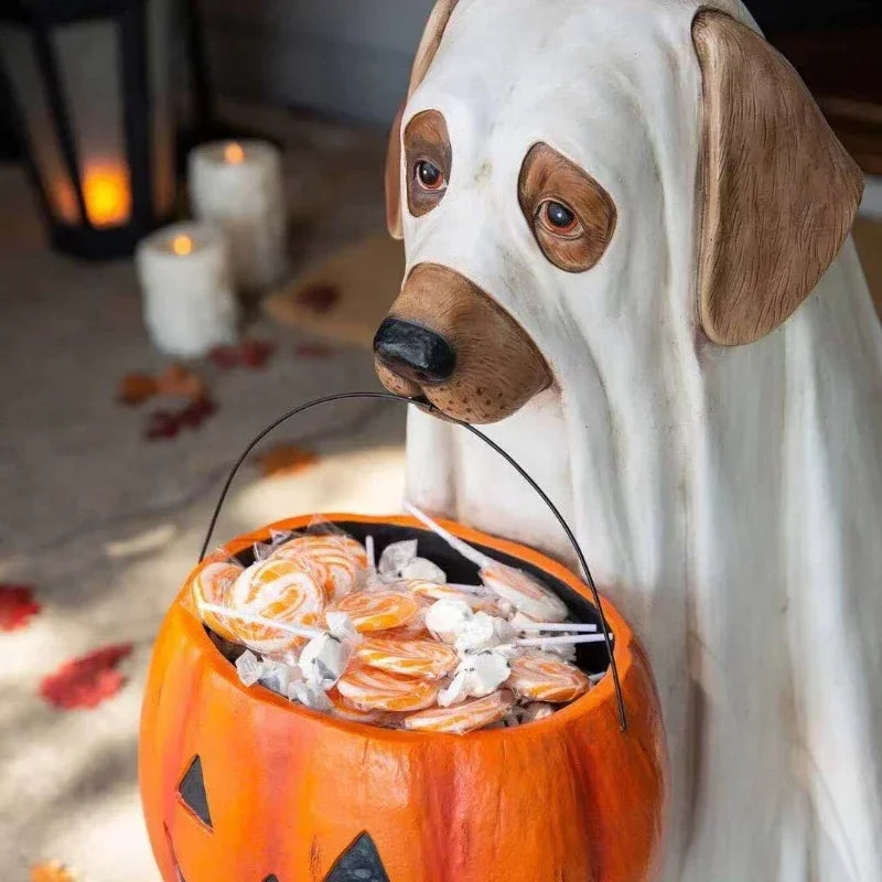 Halloween Dog Elf Candy Bowl Ornament | Pumpkin Festival Party Decoration