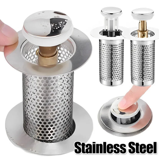 🚿 Stainless Steel Floor Drain Filter - Anti-Odor, Pop-Up Bounce Core, Hair Catcher, Shower Sink Strainer 🛁