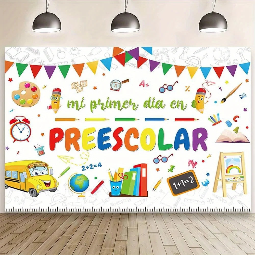 📸🎉 Kindergarten First Day Photography Background – Perfect Classroom Decoration & Student Banner! ✏️🏫