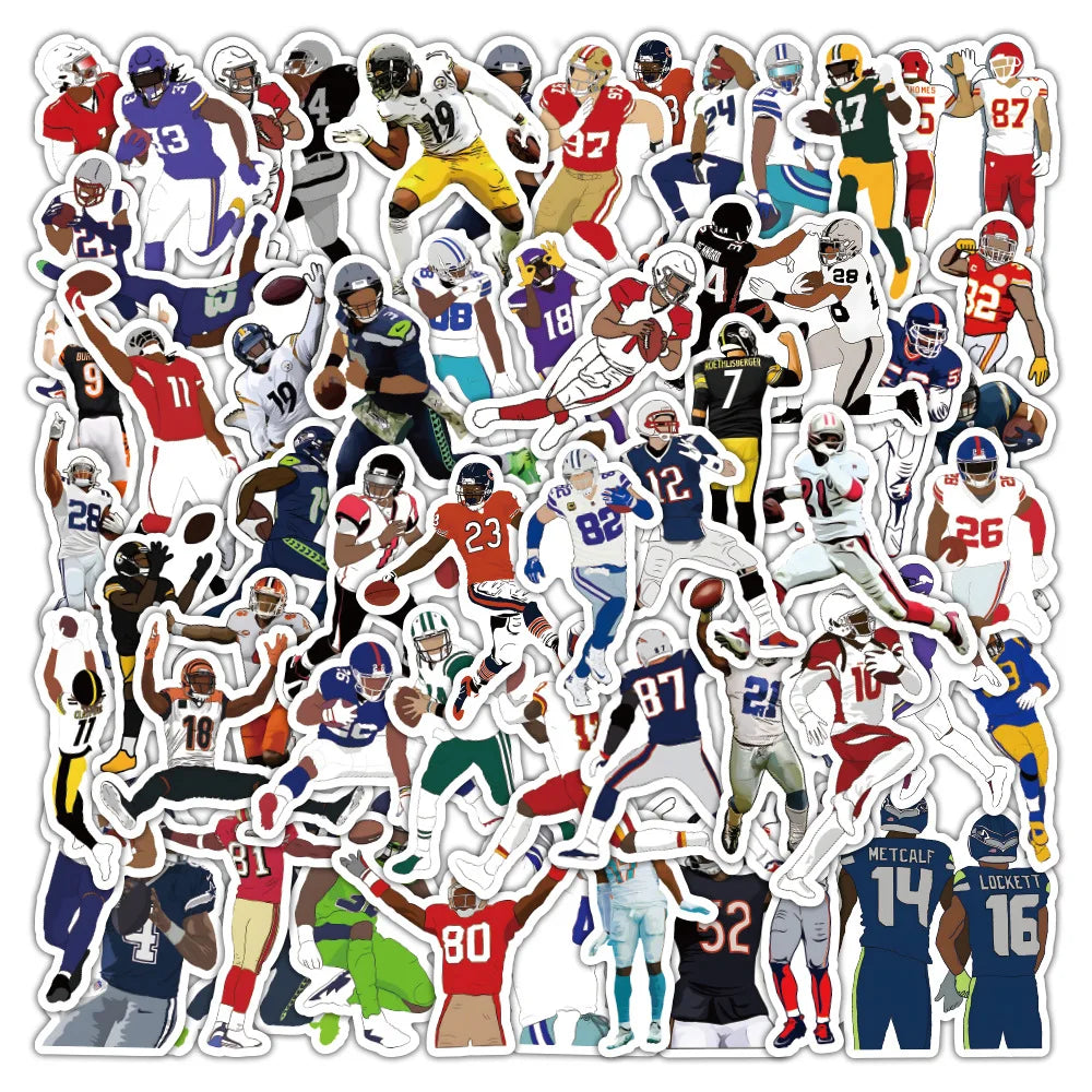 🏈 Creative Cartoon Super Bowl Player Stickers Set! 🎨