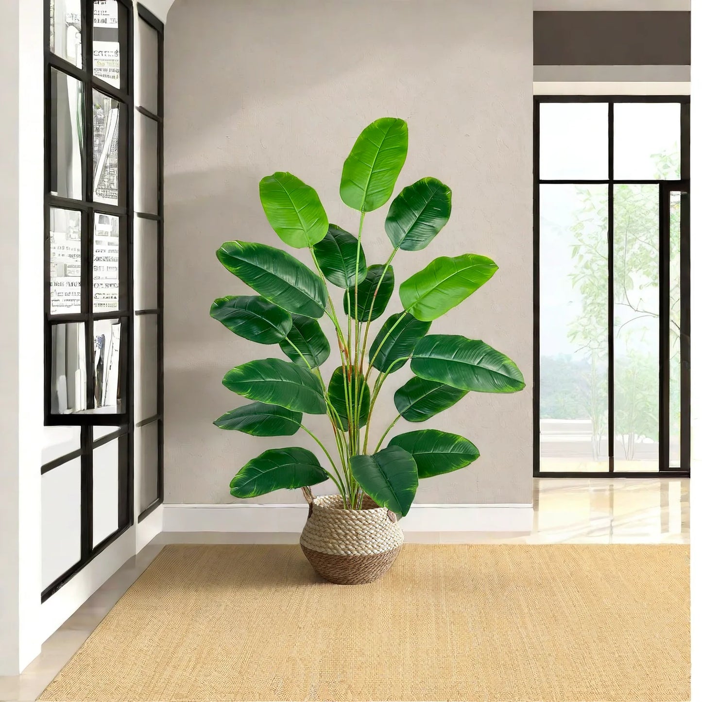 🌿 Large Artificial Banana Plant - 120cm Realistic Faux Green Leaves 🌿