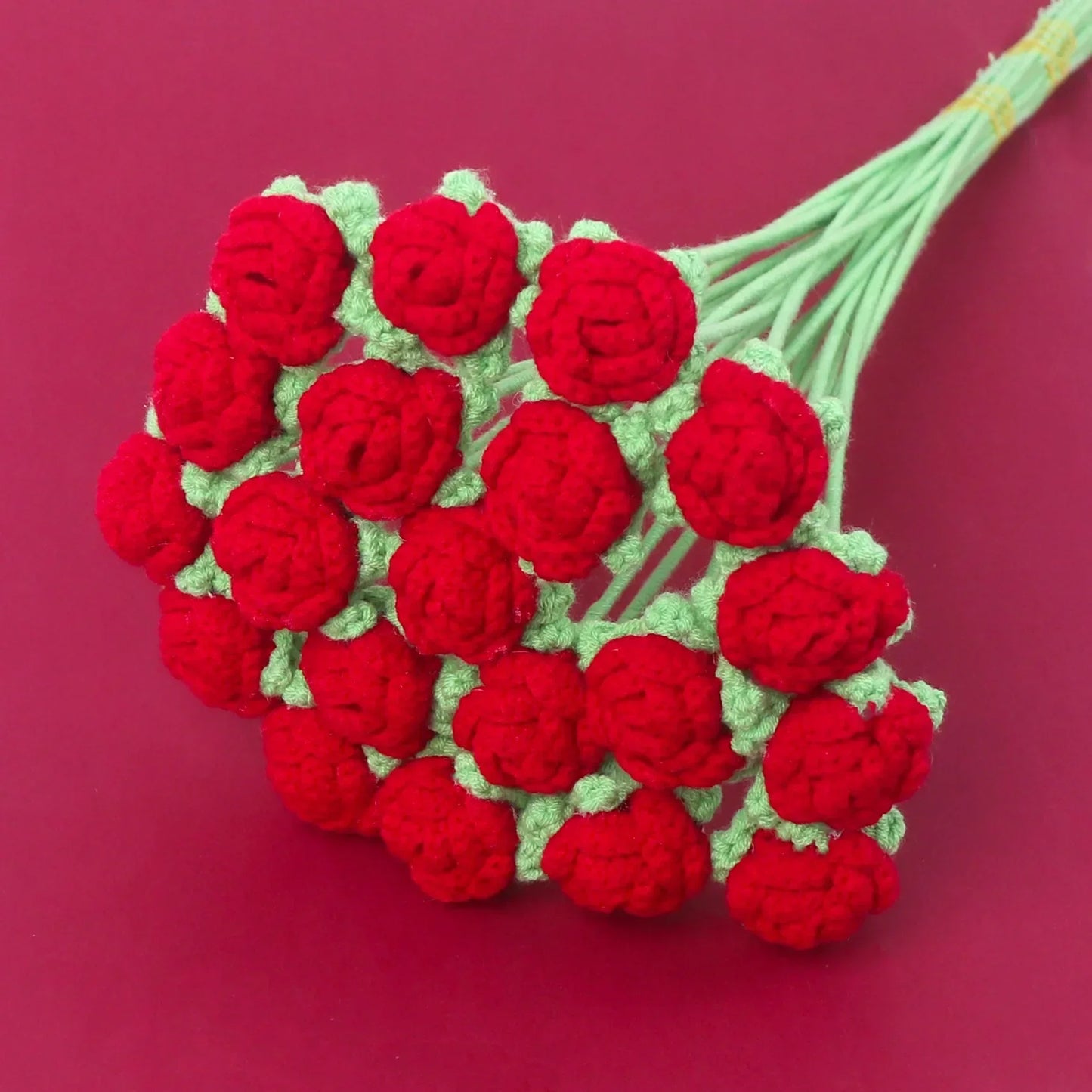 🌹 Knitted Rose Flower Bouquet – Handmade Crochet Graduation Flowers, Ramos De Flores, Fake Floral Gift