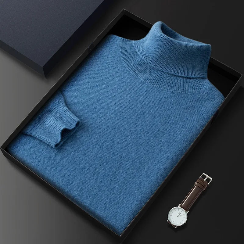 100% Cashmere Turtleneck Pullover for Men